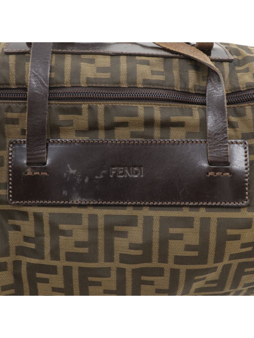 Fendi Zucca Folding Nylon Canvas Brown Boston Bag - Picture 12 of 14